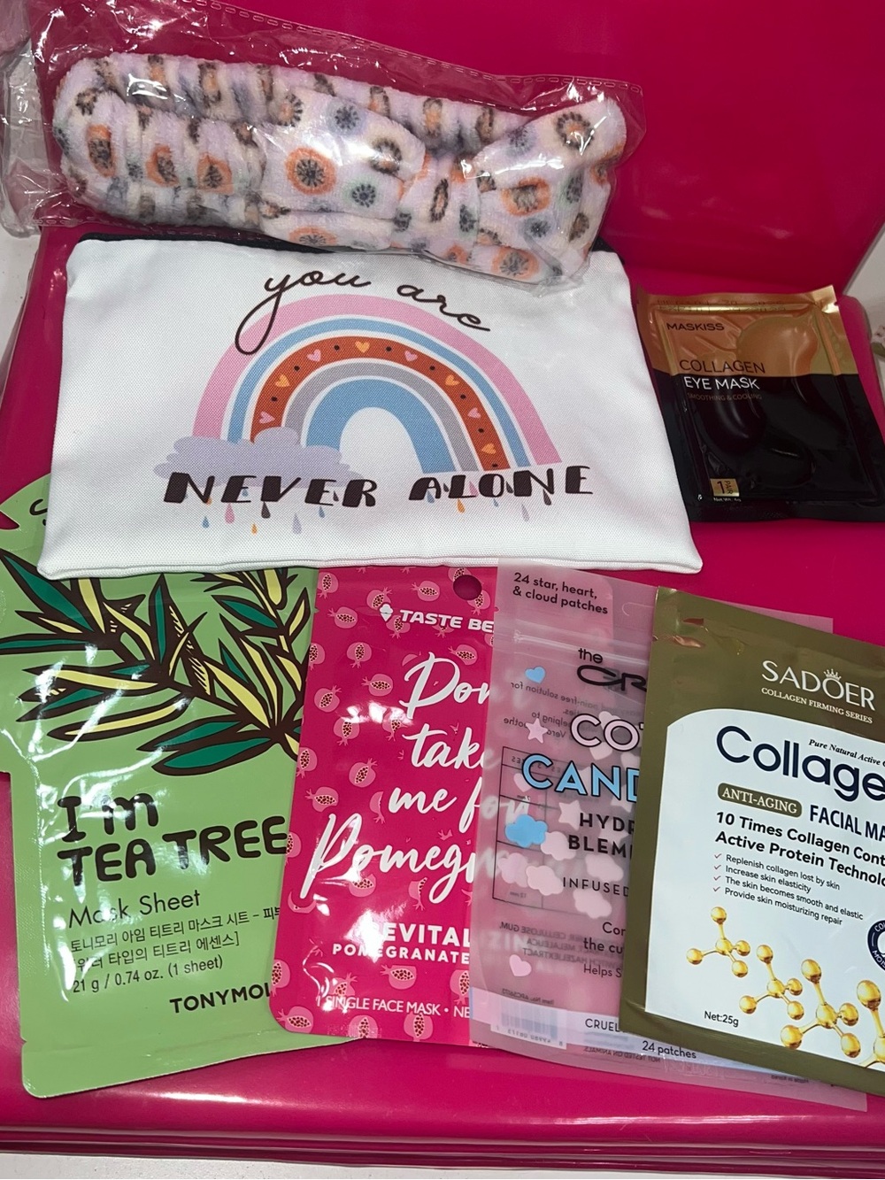 You Are Never Alone Rainbow Pouch with Skincare Masks, Blemish Patches, etc - Picture 1 of 1